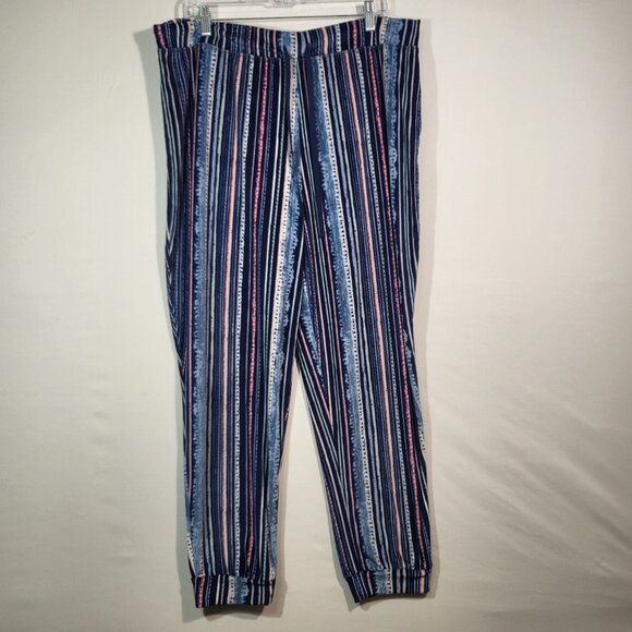 Cuddl Duds Pants - Cuddl Duds Ultra Plush Velvet Fleece Jogger Pant Size XL Blue/Pink Stripes